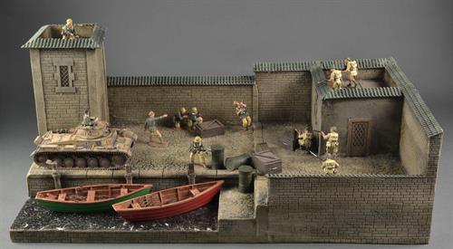 Harbor with tower and house - Diorama  