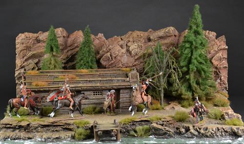 Log cabin from Hudson, Colorado or from the Rio Grande River - diorama