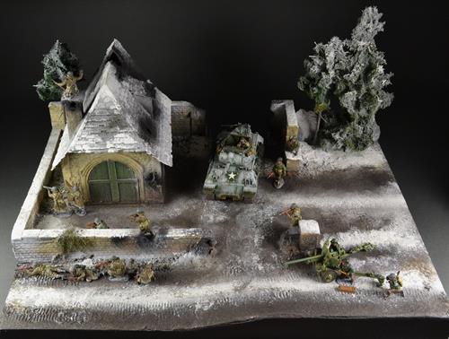 Forest villa in ruins - winter diorama