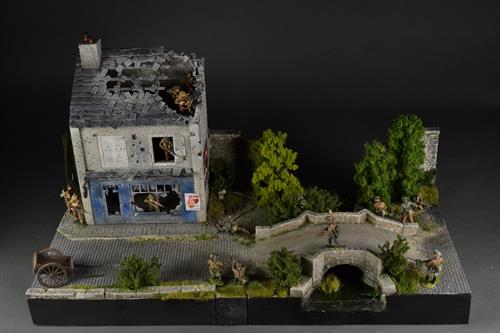 Fransk bageri (Boulangerie) bombet og beskudt - diorama