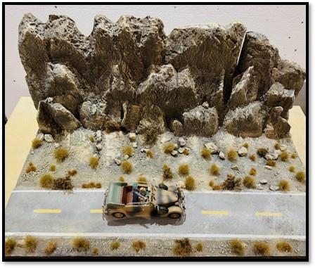 Asfaltvej gennem ørken - diorama