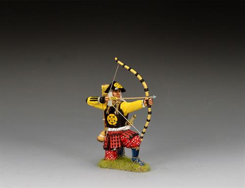 Vestlig hærs 'Ashigaru'-bueskytte rækker ud efter en pil