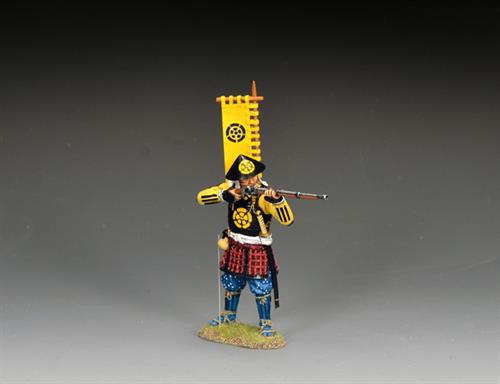 Vestlig hærs 'Ashigaru'-bueskytte rækker ud efter en pil
