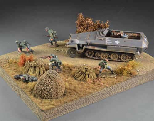 Gravel road through field terrain - diorama