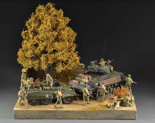 Schotterstraße durch Herbstgelände - Diorama