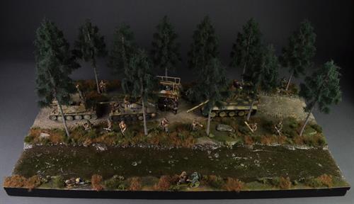 Unbefestigte Straße und Wege durch Nadelwald - Diorama
