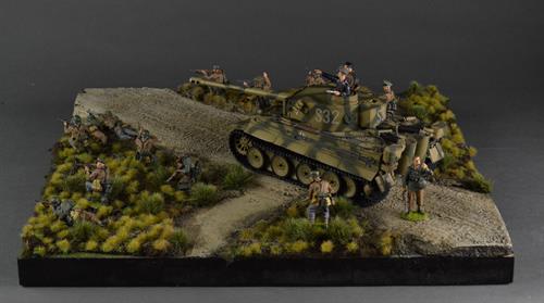 Gravel road and paths through landscape - diorama