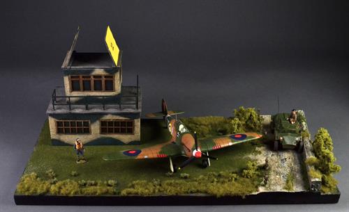 Rural airfield and dirt road - diorama