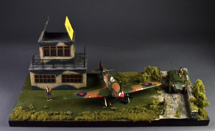 Rural airfield and dirt road - diorama