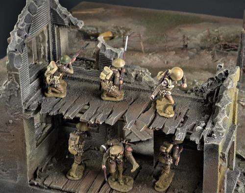 Schlachtfeld und Ruinendiorama