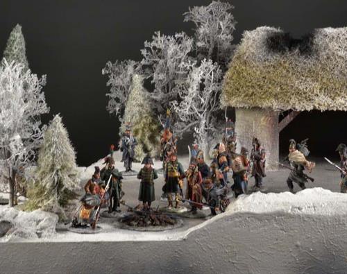 Winter landscape and river - diorama