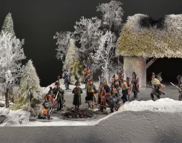 Winter landscape and river - diorama