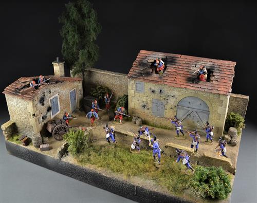 French farmhouse with barn - diorama