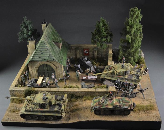 Tysk Nazi jagthytte i Hürtgen-skoven - diorama