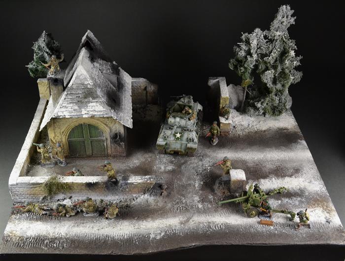 Waldvilla in Trümmern - Winterdiorama